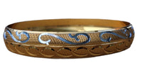 Designer kara Two Tone Bracelet Silver Gold Plated Sikh Kada Khalsa Bangle DD29