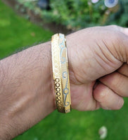 Designer kara Two Tone Bracelet Silver Gold Plated Sikh Kada Khalsa Bangle DD28