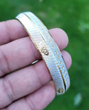 Khanda kara two tone silver gold plated kada sikh singh kaur khalsa bangle u