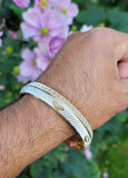 Khanda kara two tone silver gold plated kada sikh singh kaur khalsa bangle u