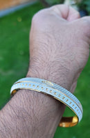 Khanda kara two tone silver gold plated kada sikh singh kaur khalsa bangle u