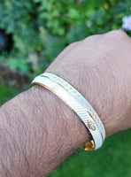 Khanda kara two tone silver gold plated kada sikh singh kaur khalsa bangle u