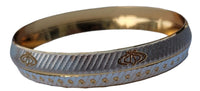 Khanda kara two tone silver gold plated kada sikh singh kaur khalsa bangle u