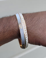 Khanda kara two tone silver gold plated kada sikh singh kaur khalsa bangle u