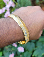 Designer kara Two Tone Bracelet Silver Gold Plated Sikh Kada Khalsa Bangle DD28