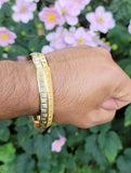 Designer kara Two Tone Bracelet Silver Gold Plated Sikh Kada Khalsa Bangle DD27