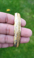 Designer kara Two Tone Bracelet Silver Gold Plated Sikh Kada Khalsa Bangle DD28