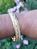 Designer kara Two Tone Bracelet Silver Gold Plated Sikh Kada Khalsa Bangle DD29