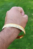 Designer kara Two Tone Bracelet Silver Gold Plated Sikh Kada Khalsa Bangle DD27