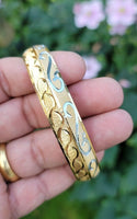 Designer kara Two Tone Bracelet Silver Gold Plated Sikh Kada Khalsa Bangle DD29