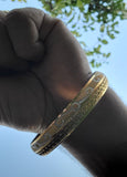 Designer kara Two Tone Bracelet Silver Gold Plated Sikh Kada Khalsa Bangle DD28