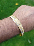 Designer kara Two Tone Bracelet Silver Gold Plated Sikh Kada Khalsa Bangle DD28