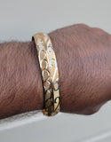 Designer kara Two Tone Bracelet Silver Gold Plated Sikh Kada Khalsa Bangle DD29