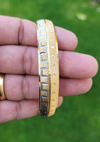 Designer kara Two Tone Bracelet Silver Gold Plated Sikh Kada Khalsa Bangle DD27