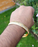 Designer kara Two Tone Bracelet Silver Gold Plated Sikh Kada Khalsa Bangle DD28