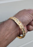 Designer kara Two Tone Bracelet Silver Gold Plated Sikh Kada Khalsa Bangle DD29