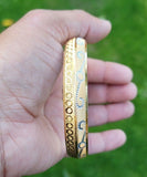 Designer kara Two Tone Bracelet Silver Gold Plated Sikh Kada Khalsa Bangle DD28