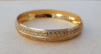 Designer kara Two Tone Bracelet Silver Gold Plated Sikh Kada Khalsa Bangle DD28