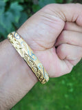 Designer kara Two Tone Bracelet Silver Gold Plated Sikh Kada Khalsa Bangle DD29