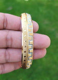 Designer kara Two Tone Bracelet Silver Gold Plated Sikh Kada Khalsa Bangle DD27