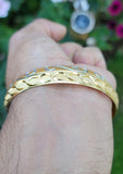 Designer kara Two Tone Bracelet Silver Gold Plated Sikh Kada Khalsa Bangle DD29