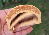 Sikh Comb Wooden Kanga Singh Kaur Kakar Khalsa 1 of 5 Ks Khanda engraved PP3 New