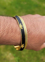 Khanda Kara Black Gold Plated One Edge Kada Sikh Singh Kaur Khalsa Bangle K30