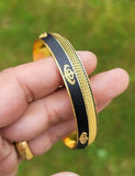 Khanda Kara Black Gold Plated One Edge Kada Sikh Singh Kaur Khalsa Bangle K30