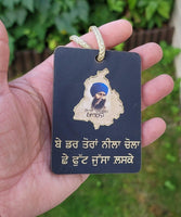 Baba Deep Singh ji Sant Bhindranwale Car Mirror HANGER Punjabi Wood Pendant GG8