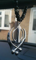 Silver plated punjabi large sikh khanda pendant car rear mirror hanging mala m2