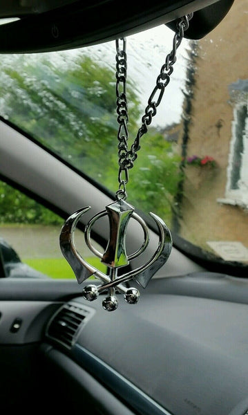 Silver plated punjabi sikh khanda no stones stunning pendant for car rear mirror