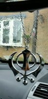 Large Stainless Steel Punjabi Sikh Large Khanda Pendant Car Mirror Hanging P1