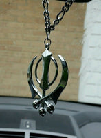 Silver plated punjabi sikh khanda no stones stunning pendant for car rear mirror