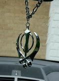 Silver plated punjabi sikh khanda no stones stunning pendant for car rear mirror