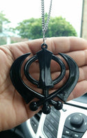 Black acrylic khanda punjabi sikh singh kaur pendant car rear mirror hanging ss1