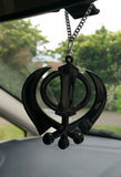 Black acrylic khanda punjabi sikh singh kaur pendant car rear mirror hanging ss1