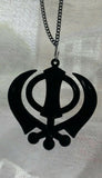 Black acrylic khanda punjabi sikh singh kaur pendant car rear mirror hanging ss1