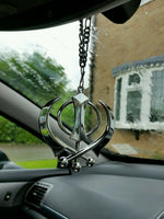 Large Stainless Steel Punjabi Sikh Large Khanda Pendant Car Mirror Hanging P2