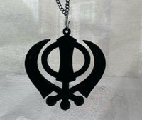 Black acrylic khanda punjabi sikh singh kaur pendant car rear mirror hanging ss1