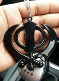 Black acrylic khanda punjabi sikh singh kaur pendant car rear mirror hanging ss1