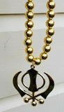 Gold plated stunning small khanda punjabi sikh pendant car rear mirror bead mala