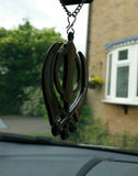 Black acrylic khanda punjabi sikh singh kaur pendant car rear mirror hanging ss1