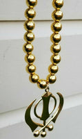 Gold plated stunning small khanda punjabi sikh pendant car rear mirror bead mala