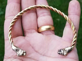 Pure copper brass twisted hindu sikh adjustable lion head healing kara bangle a6