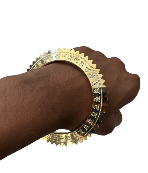 Sant Bhindranwale Kara Gurmukhi Tooth Kada Gold Silver Plated Saw Sun Bangle OF7