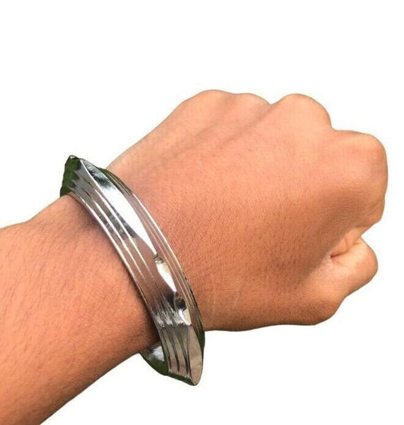 Sarbloh Iron Kara Lines Four Ridged Edges Kada Singh Kaur Khalsa Bangle DD26 NEW