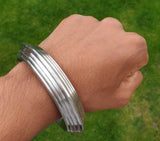 Sarbloh Iron Kara Chakri Seven Lines Sikh Bangle Singh Kaur Khalsa Kada DD23 NEW