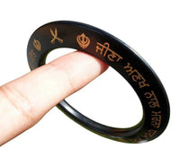 Sikh Sarbloh Kara Deg Teg Fateh Black Kada Gold Engraving Singh Kaur Bangle S12