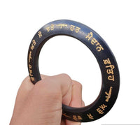 Sikh Sarbloh Kara Har Maidan Fateh Black Kada Gold Engraved Singh Bangle S13 NEW