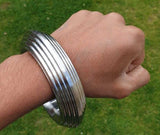 Sarbloh Chakri Kara Lines Design Iron Sikh Singh Khalsa Taksali Thick Bangle V36